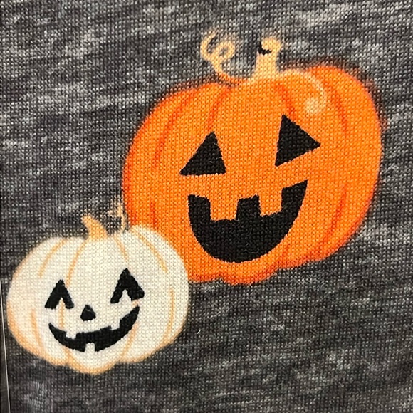 JACK O’LANTERN 2pc Pajama Set * 1X SHORTS Short Sleeve Button Down * Gray Orange - Picture 9 of 11